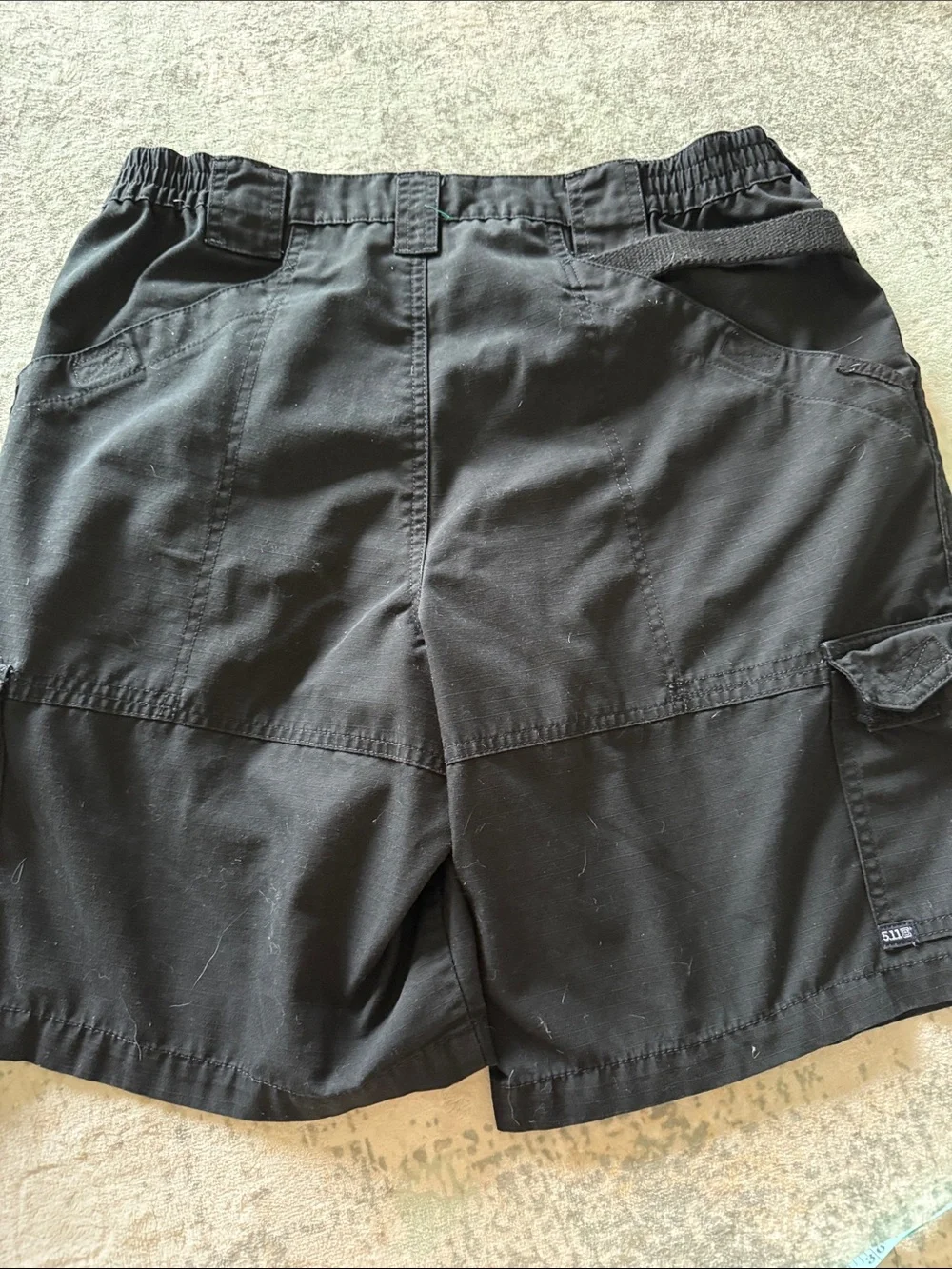 5.11 Tactical Men’s Black Cargo Shorts with Utility Pockets and D‑Ring, Size 34